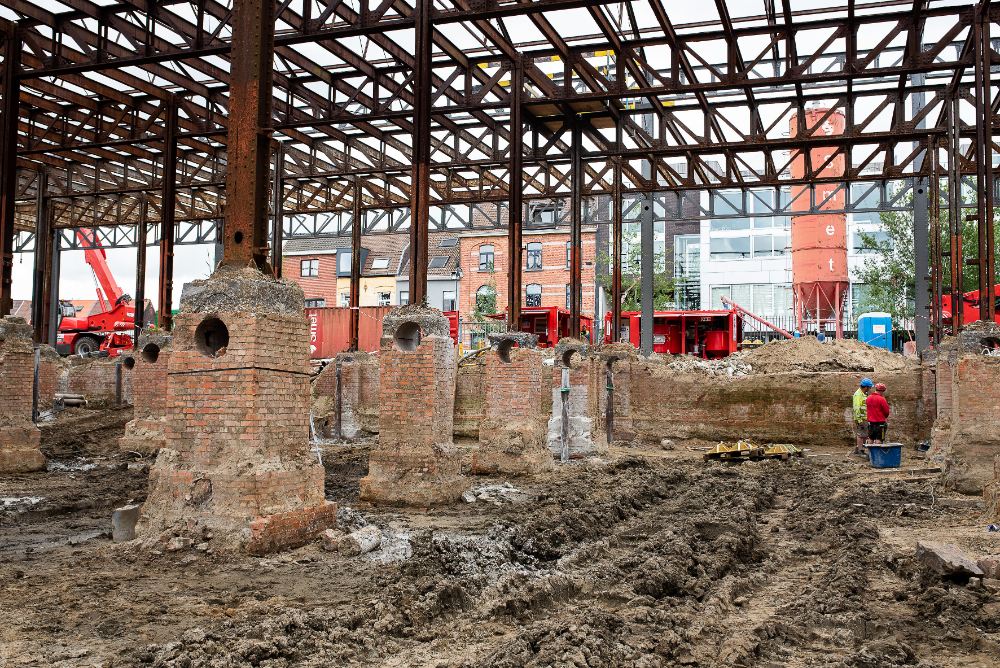 fundamenten bouwwerf loods haven Gent