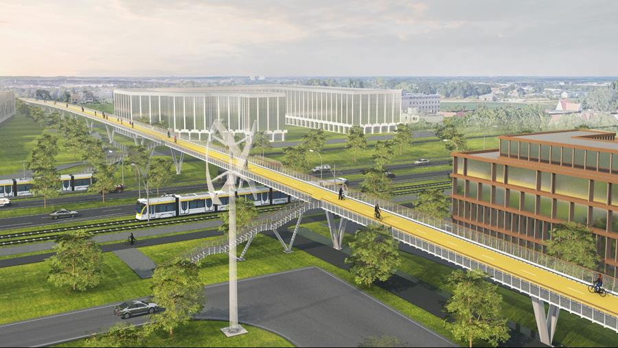 La plus longue passerelle pour cyclistes et piétons de Flandre obtient le feu vert